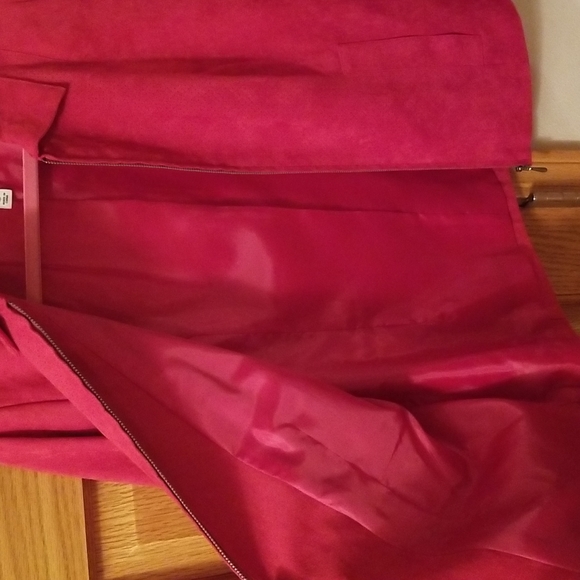 NWT Studio Works Petite 10P Faux Suede Zip Up Romanov Red Shirt Jacket Blazer - Picture 6 of 6